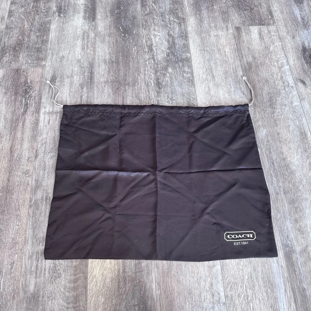 Coach Satin Chocolate Brown Medium Dust Bag with Cream Logo - 19.5” x 15.25”